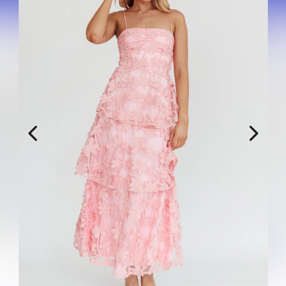Elegant Pink Floral Women's Dress